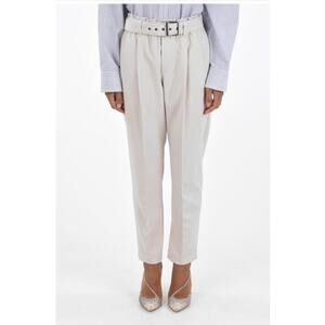 Brunello Cucinelli Italian Single Pleated Paperbag Pants With Belt